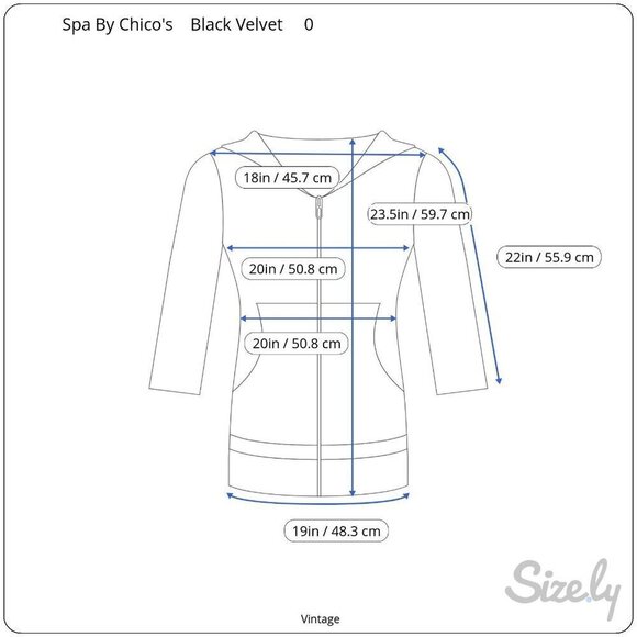 Spa By Chicos Vintage Y2K Womens Black Velour Velvet Zip Front Hoodie Jacket 0 - Picture 8 of 9